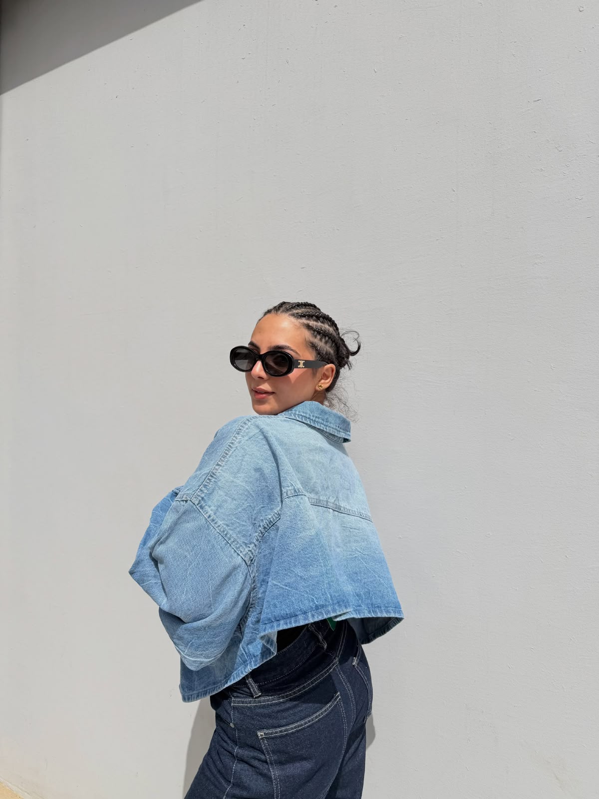 Oversized Cropped Denim Jacket