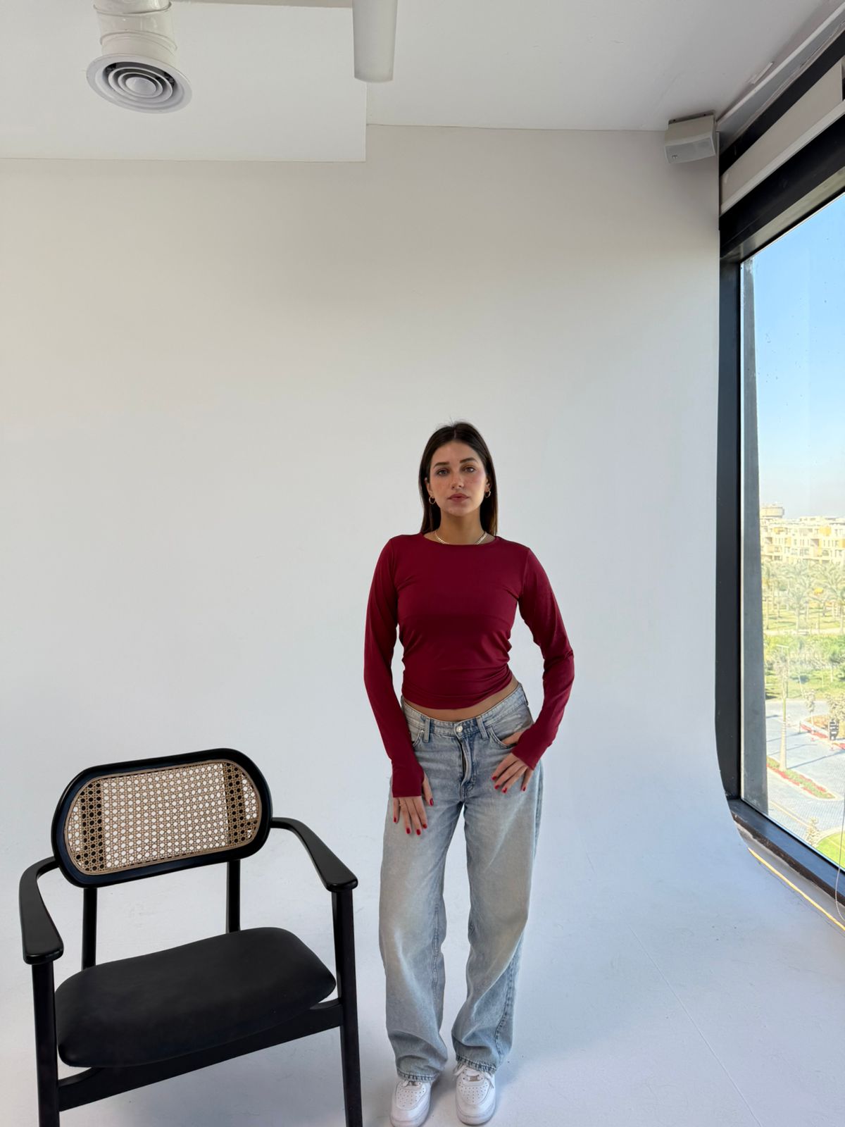 Basic Long Sleeve Top - Burgundy