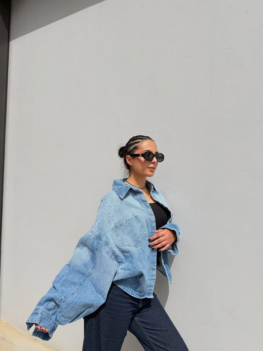Oversized Cropped Denim Jacket