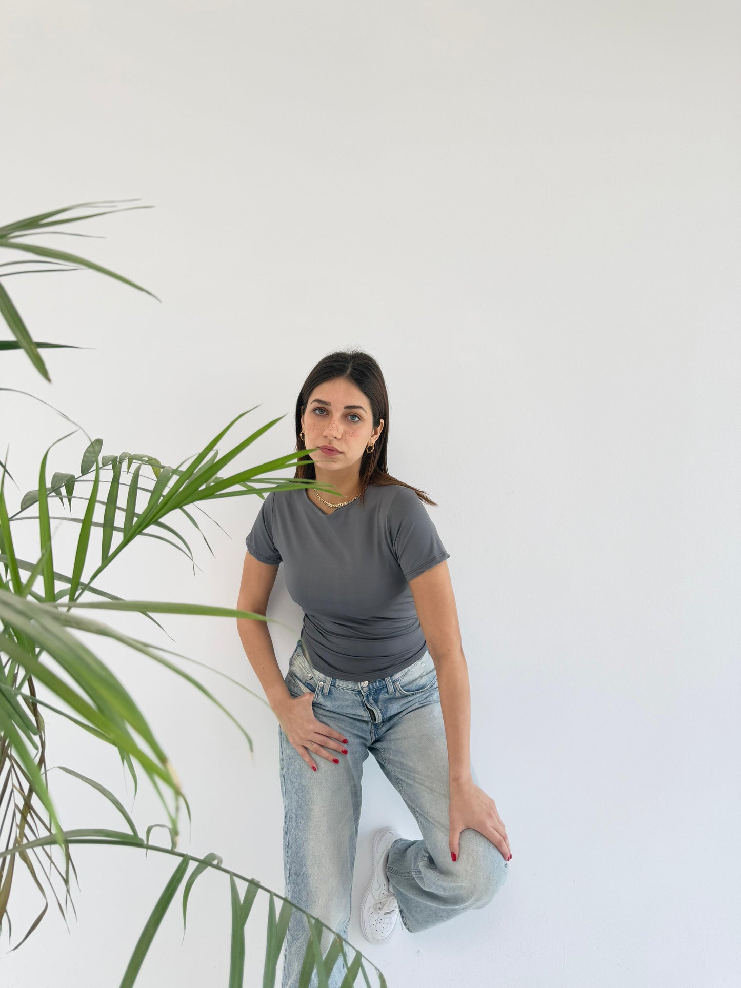 Basic Short Sleeve Top - Grey