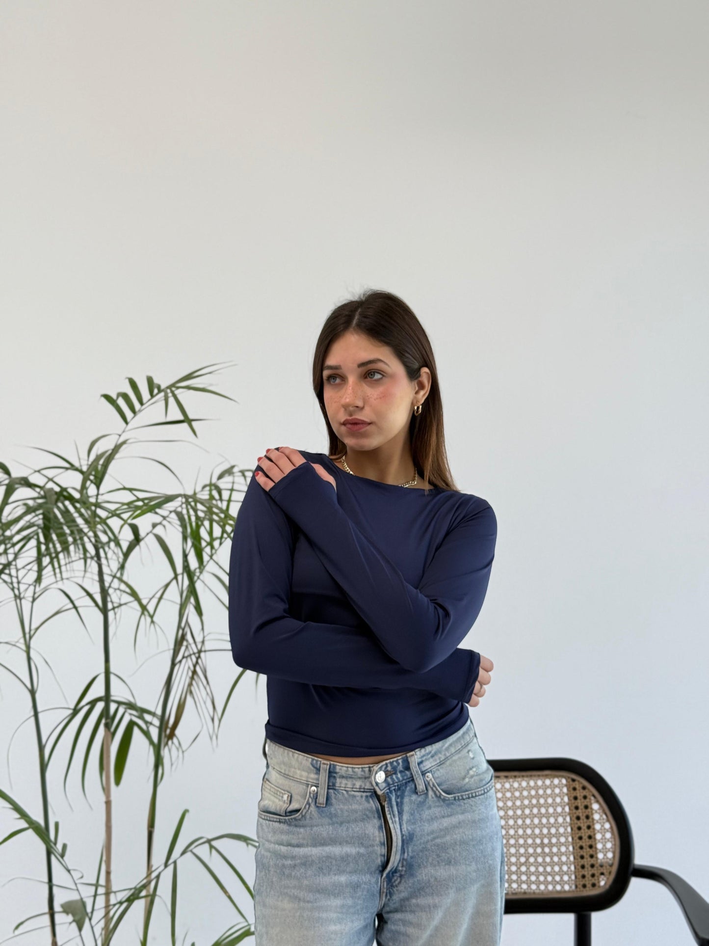 Basic Long Sleeve Top - Navy
