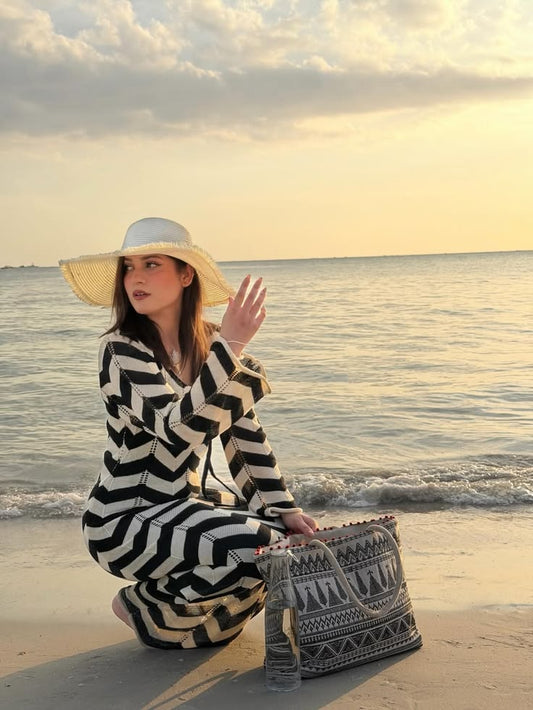 Boho Zigzag Beach Dress