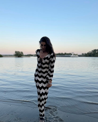 Boho Zigzag Beach Dress