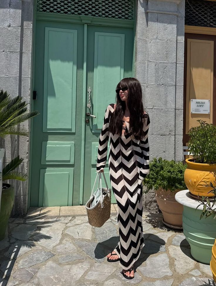 Boho Zigzag Beach Dress