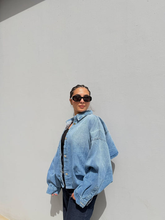 Oversized Cropped Denim Jacket