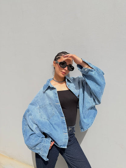 Oversized Cropped Denim Jacket