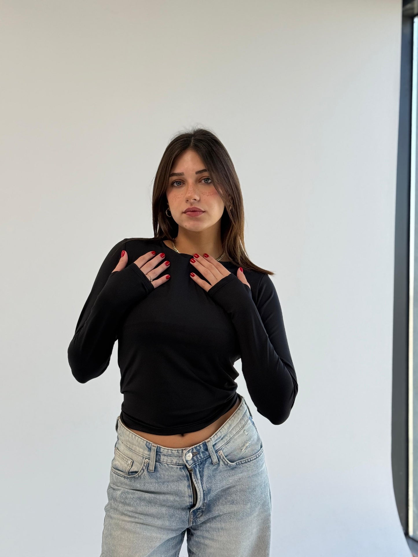 Basic Long Sleeve Top - Black