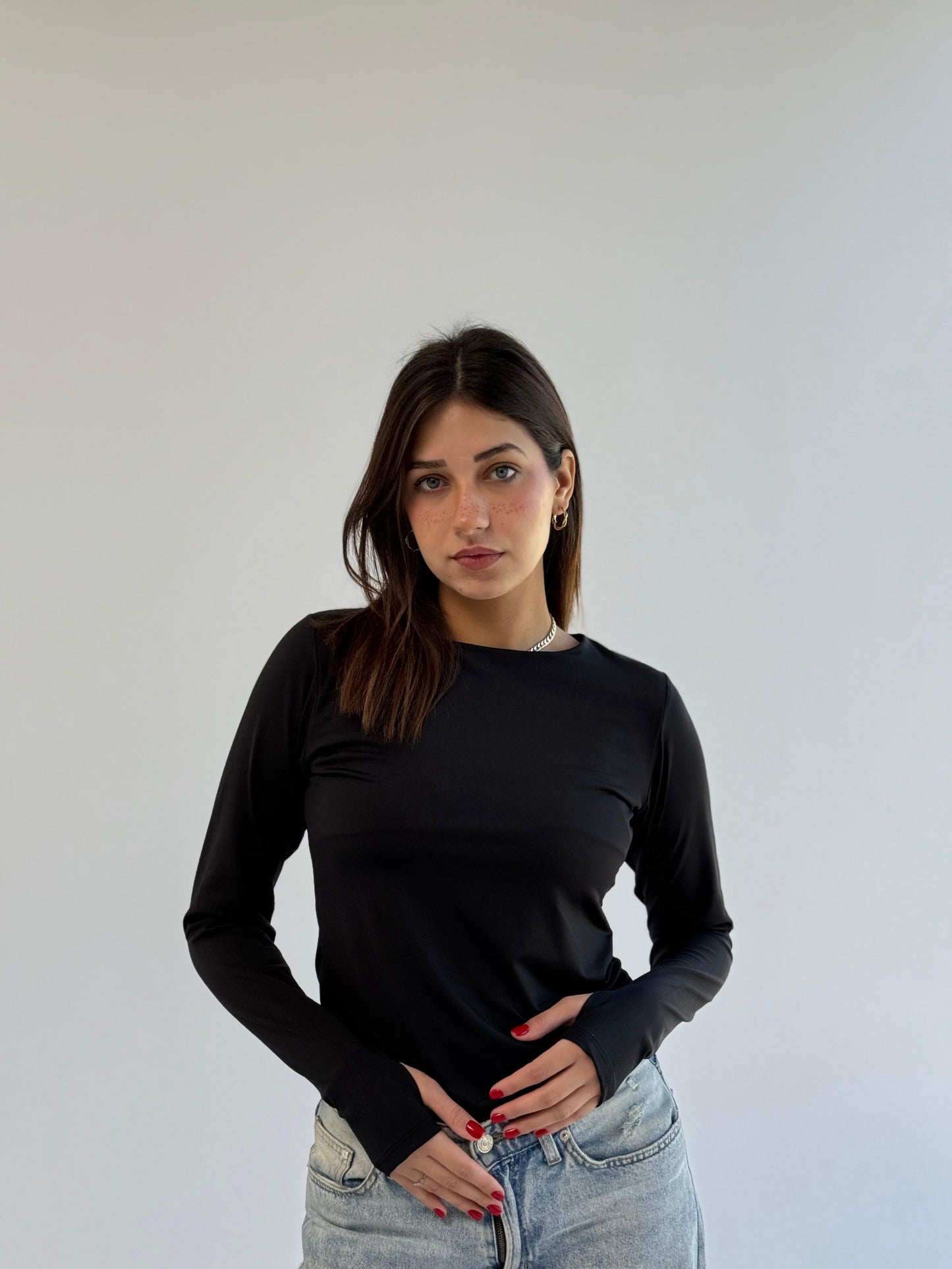 Basic Long Sleeve Top - Black