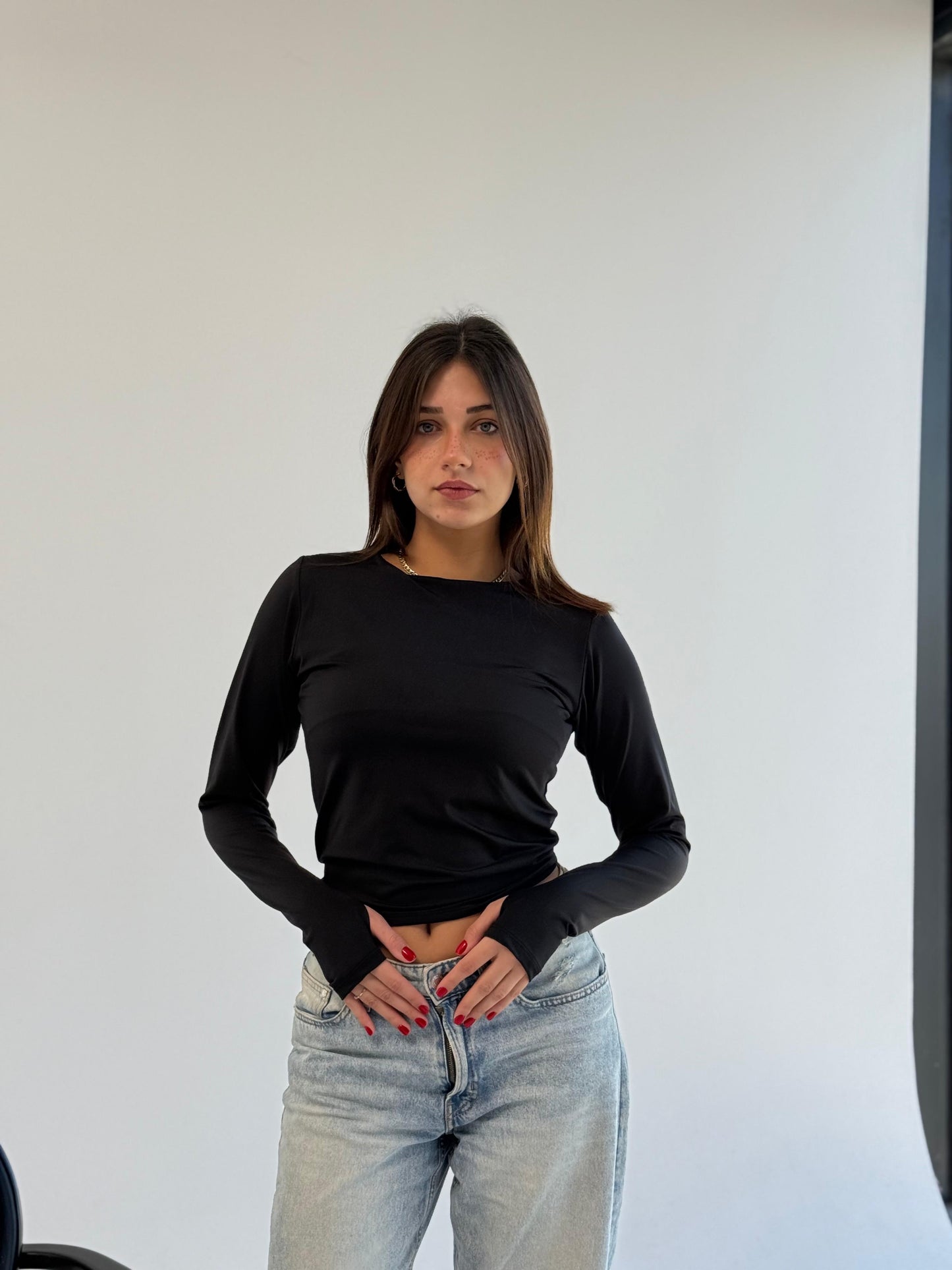 Basic Long Sleeve Top - Black