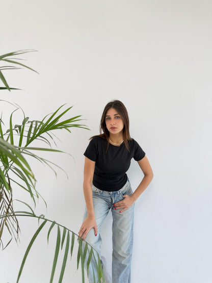 Basic Short Sleeve Top - Black