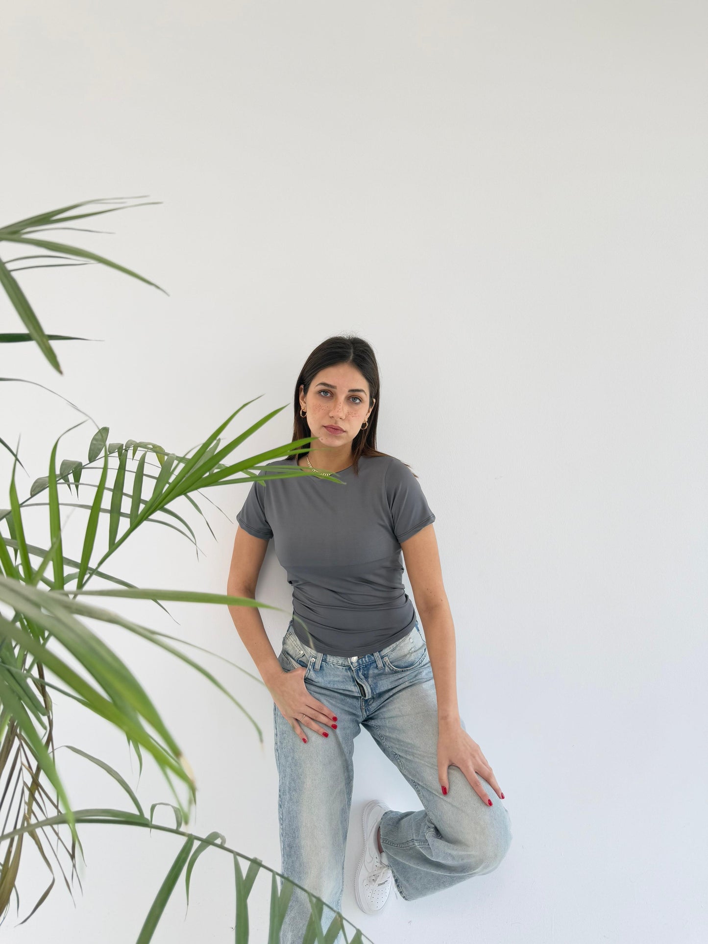 Basic Short Sleeve Top - Grey