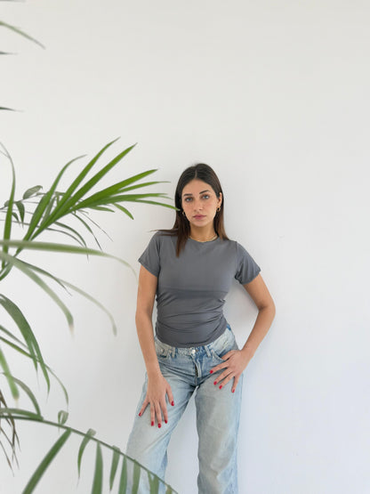 Basic Short Sleeve Top - Grey