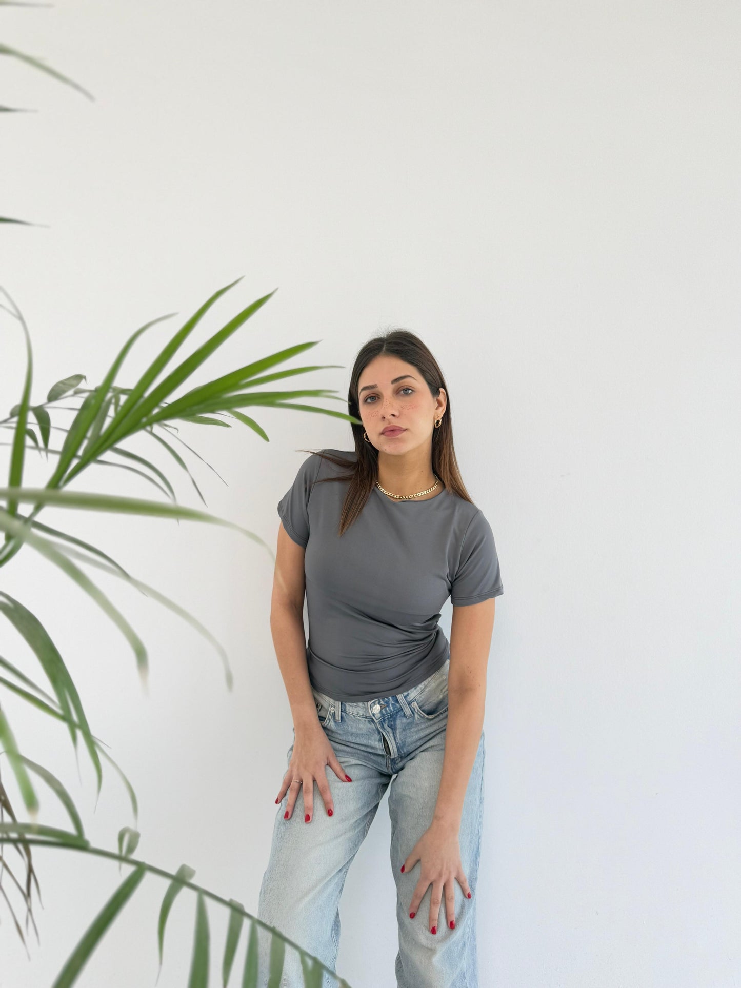 Basic Short Sleeve Top - Grey