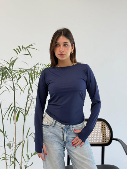 Basic Long Sleeve Top - Navy