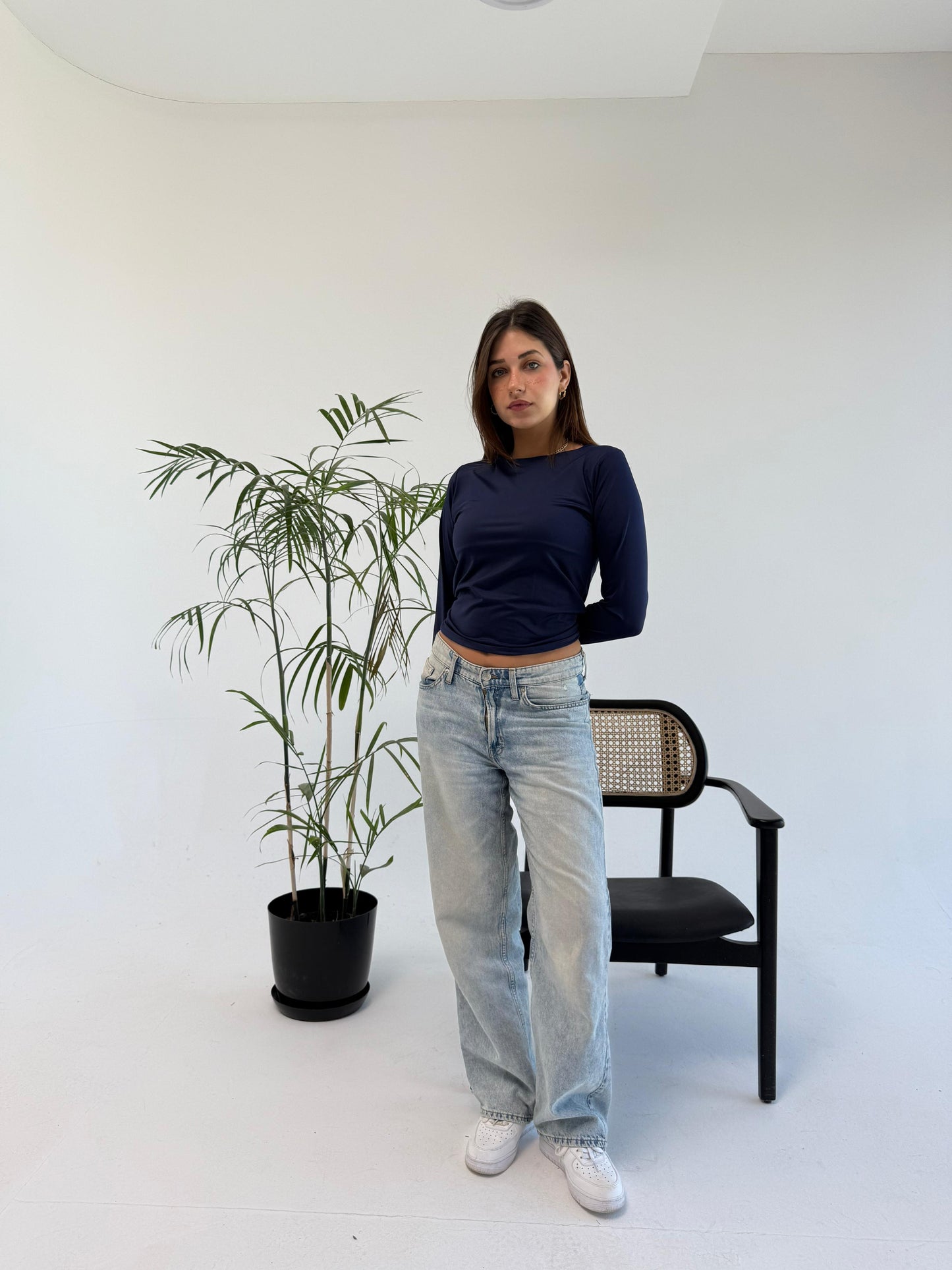 Basic Long Sleeve Top - Navy