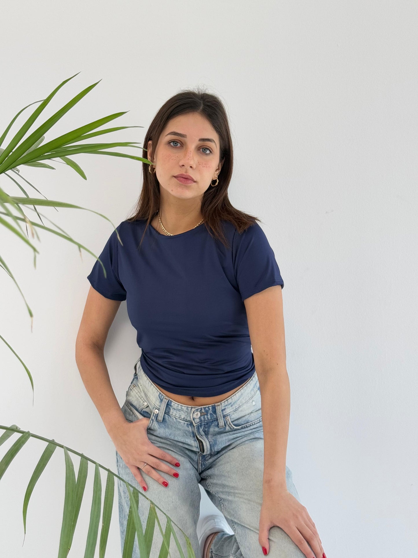 Basic Short Sleeve Top - Navy