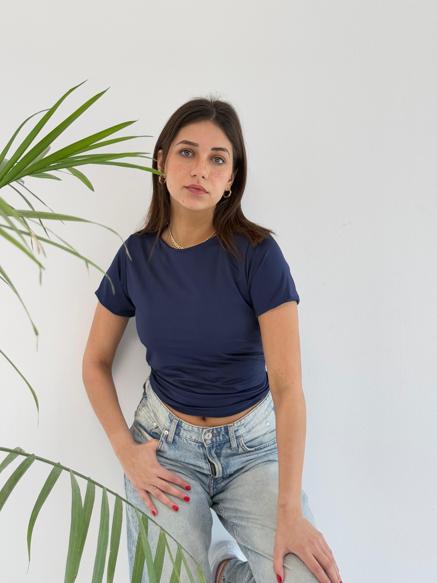 Basic Short Sleeve Top - Navy