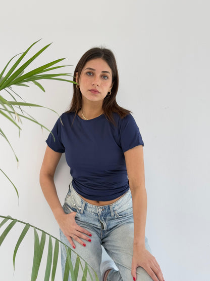 Basic Short Sleeve Top - Navy
