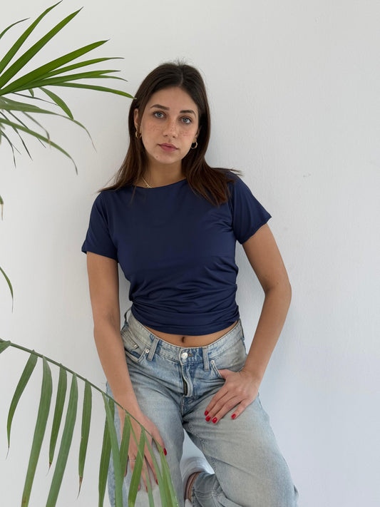 Basic Short Sleeve Top - Navy