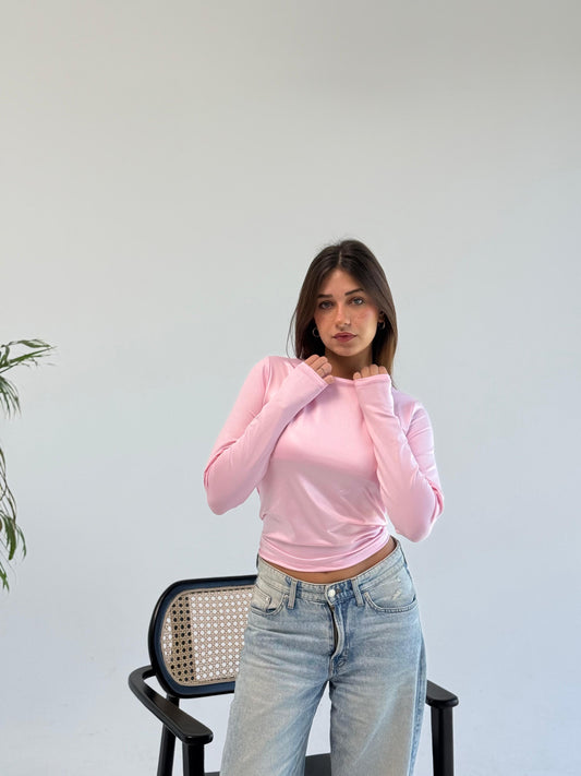 Basic Long Sleeve Top - Pink