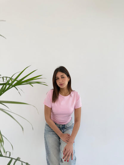 Basic Short Sleeve Top - Pink