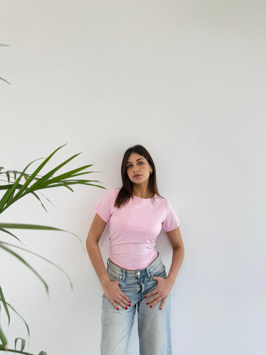 Basic Short Sleeve Top - Pink
