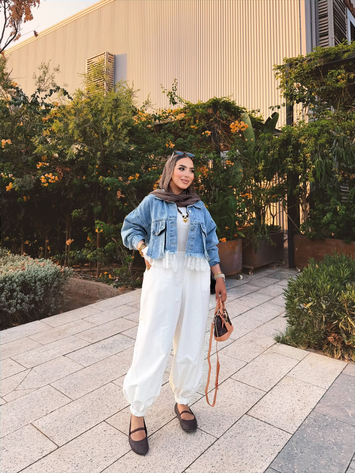 Feminine Mixed Media Denim Jacket- جاكيت جينز مكس دانتيل