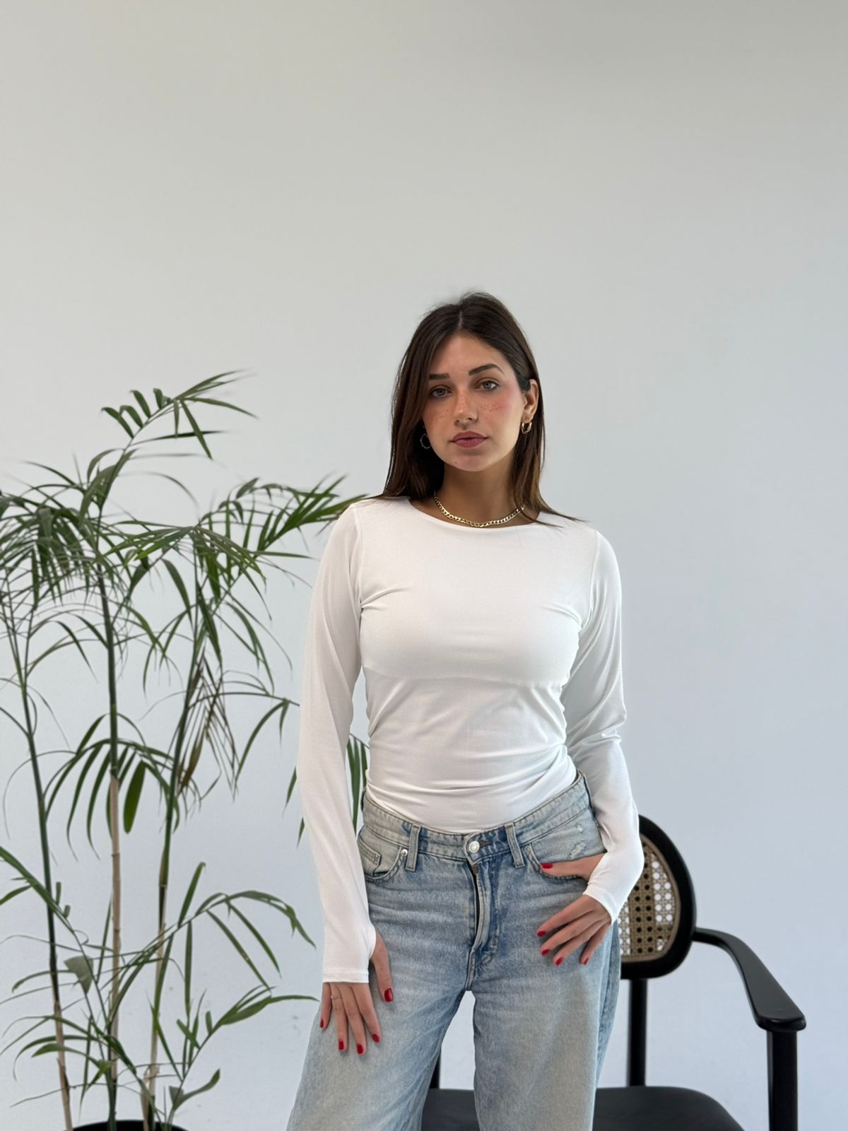 Basic Long Sleeve Top - White