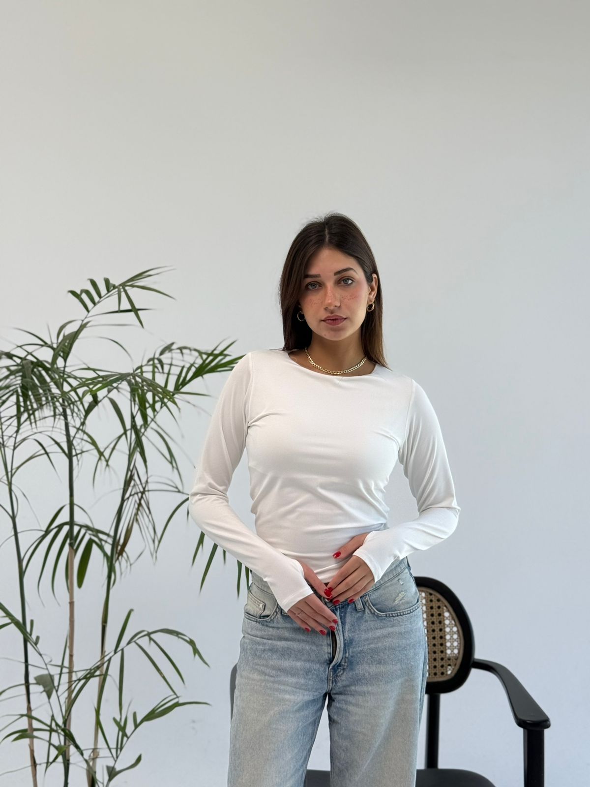 Basic Long Sleeve Top - White