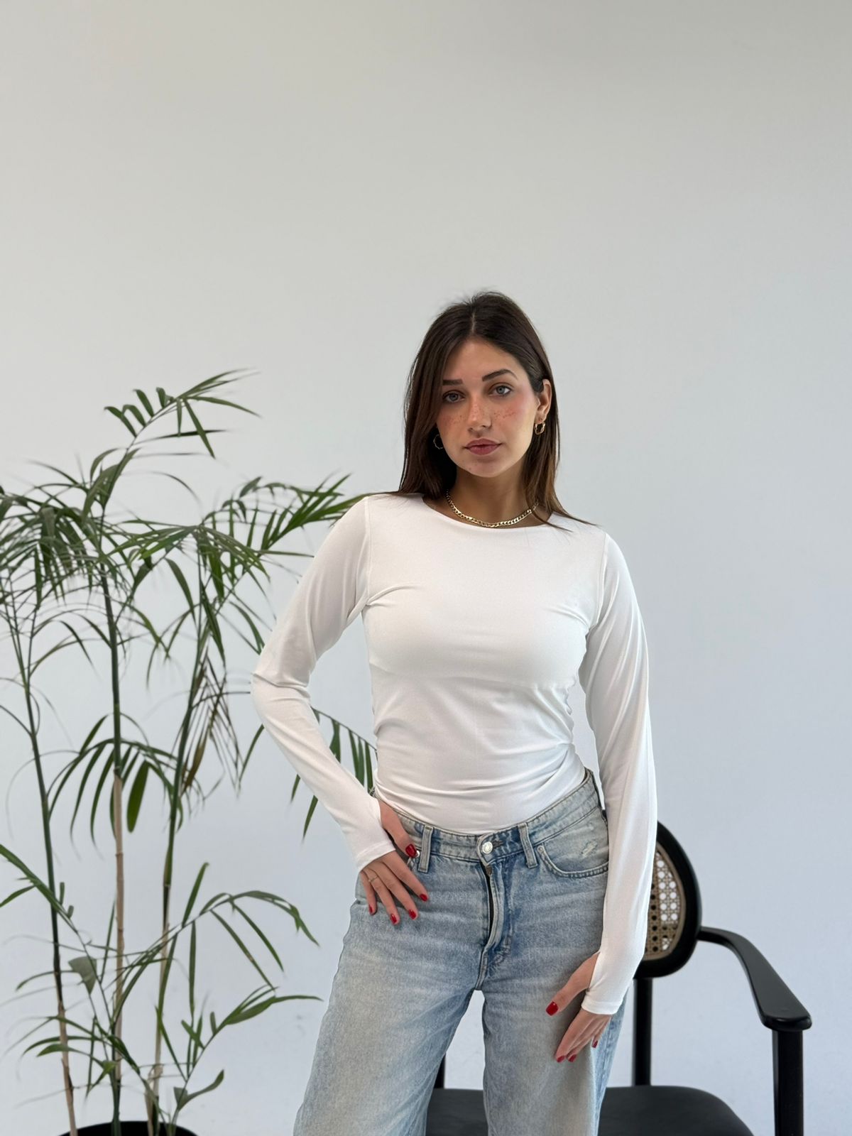 Basic Long Sleeve Top - White
