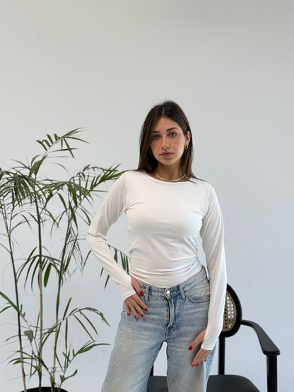 Basic Long Sleeve Top - White