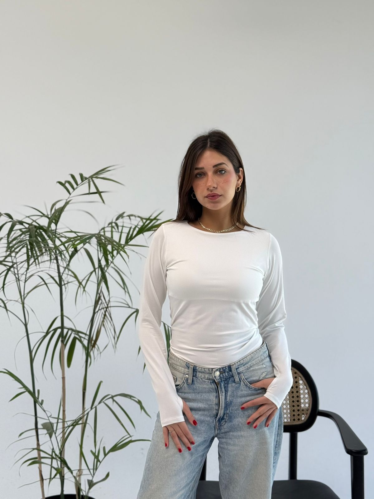 Basic Long Sleeve Top - White