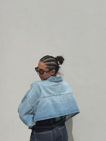 Oversized Cropped Denim Jacket